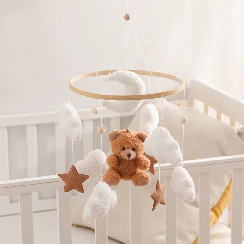 Wooden Crib Mobile Baby Bed Bell Rattle Toy