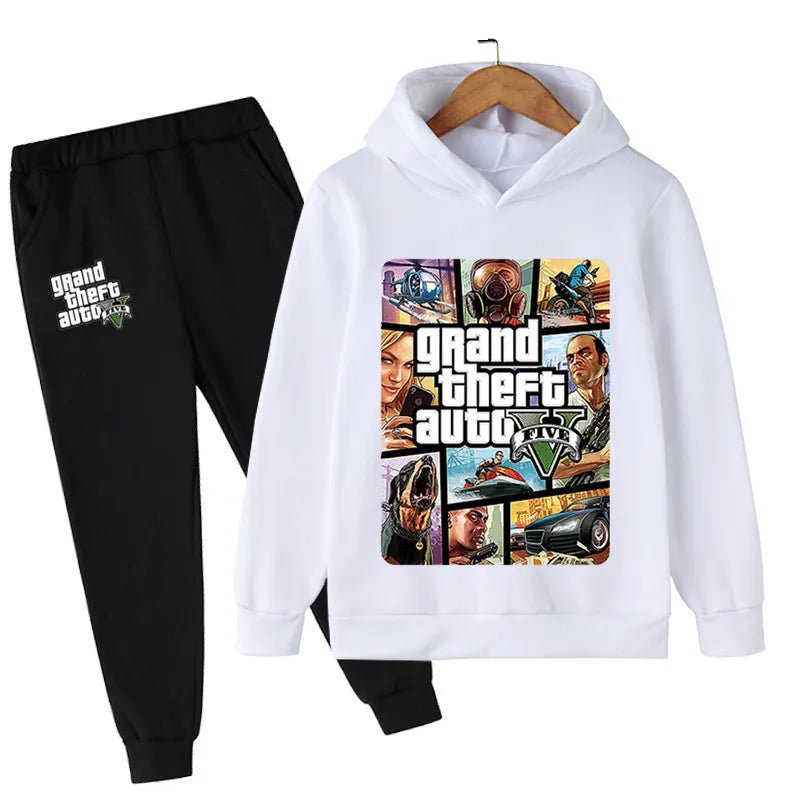Kids Game Gta 5 2pcs Hooded Sweatshirt+Jogging Pants