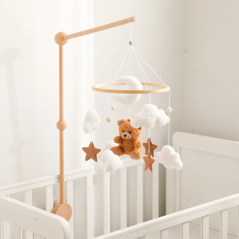 Wooden Crib Mobile Baby Bed Bell Rattle Toy