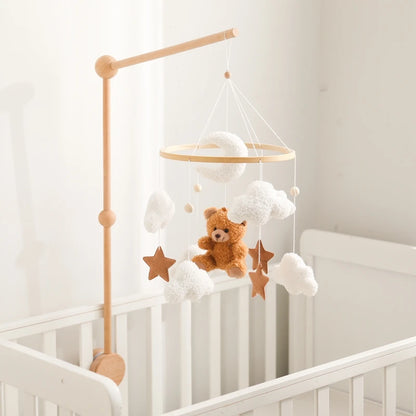 Wooden Crib Mobile Baby Bed Bell Rattle Toy