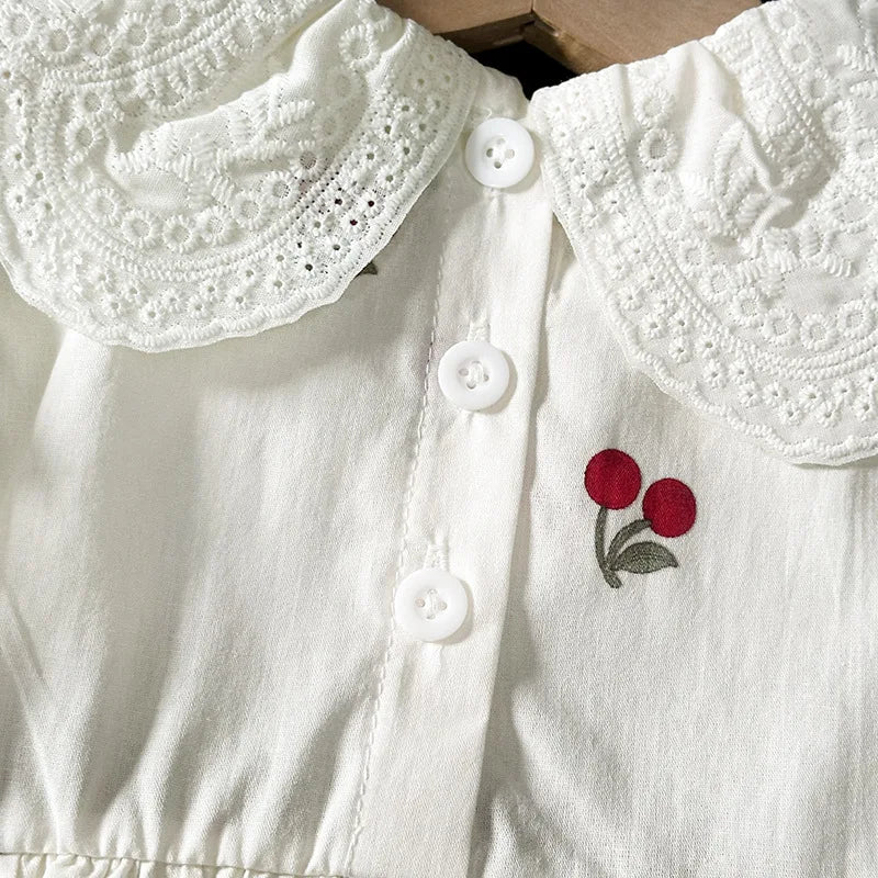 2025 Summer New 0-2Y Baby Girl Cherry Onesie Dress