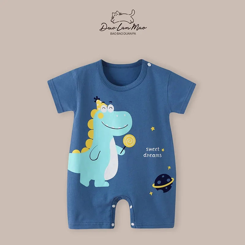 0-2 Years Baby Boys Summer Thin Cartoon Rompers