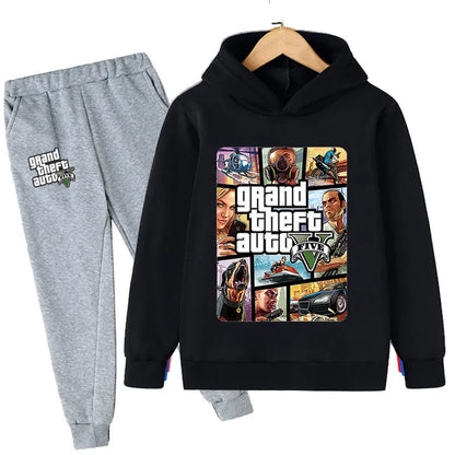 Kids Game Gta 5 2pcs Hooded Sweatshirt+Jogging Pants