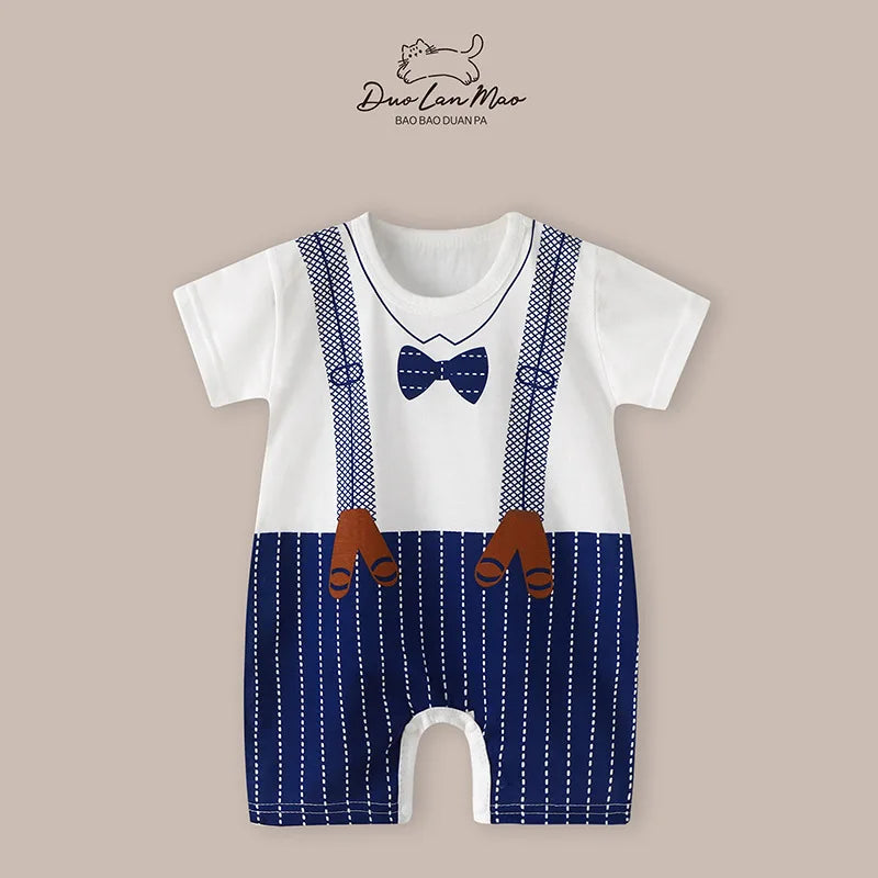 0-2 Years Baby Boys Summer Thin Cartoon Rompers