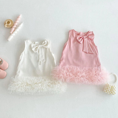 Girl's Bow Sleeveless Princess Dress