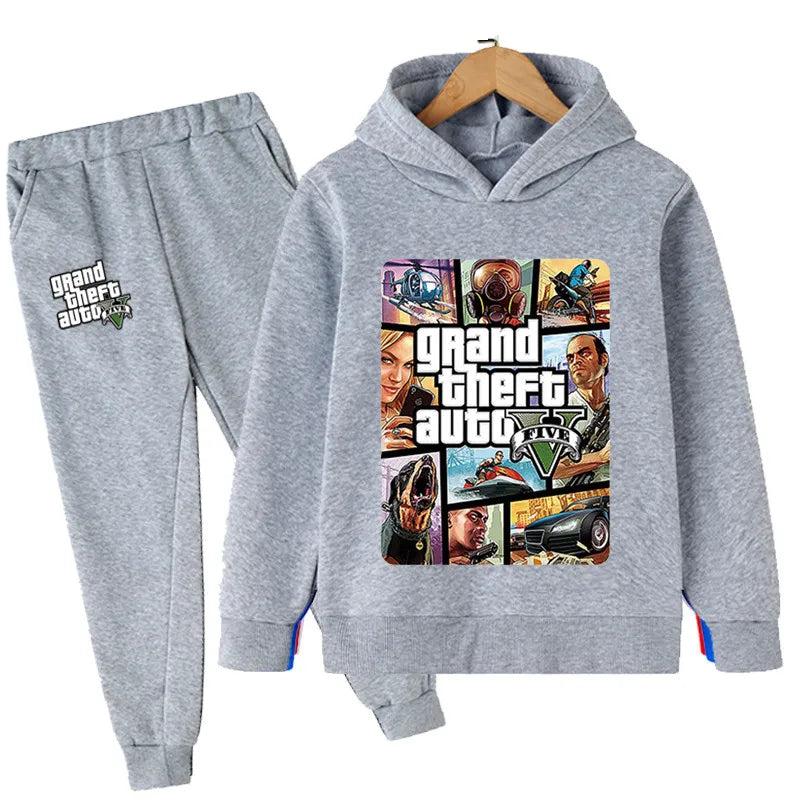 Kids Game Gta 5 2pcs Hooded Sweatshirt+Jogging Pants