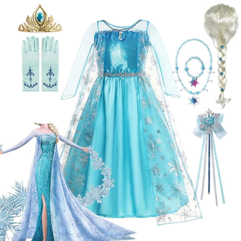 Girls Snow Queen Elsa Kids Costumes