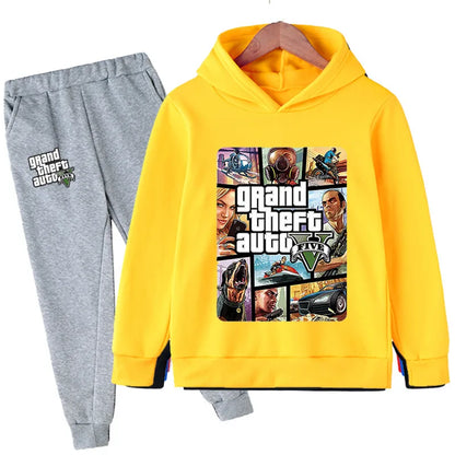 Kids Game Gta 5 2pcs Hooded Sweatshirt+Jogging Pants