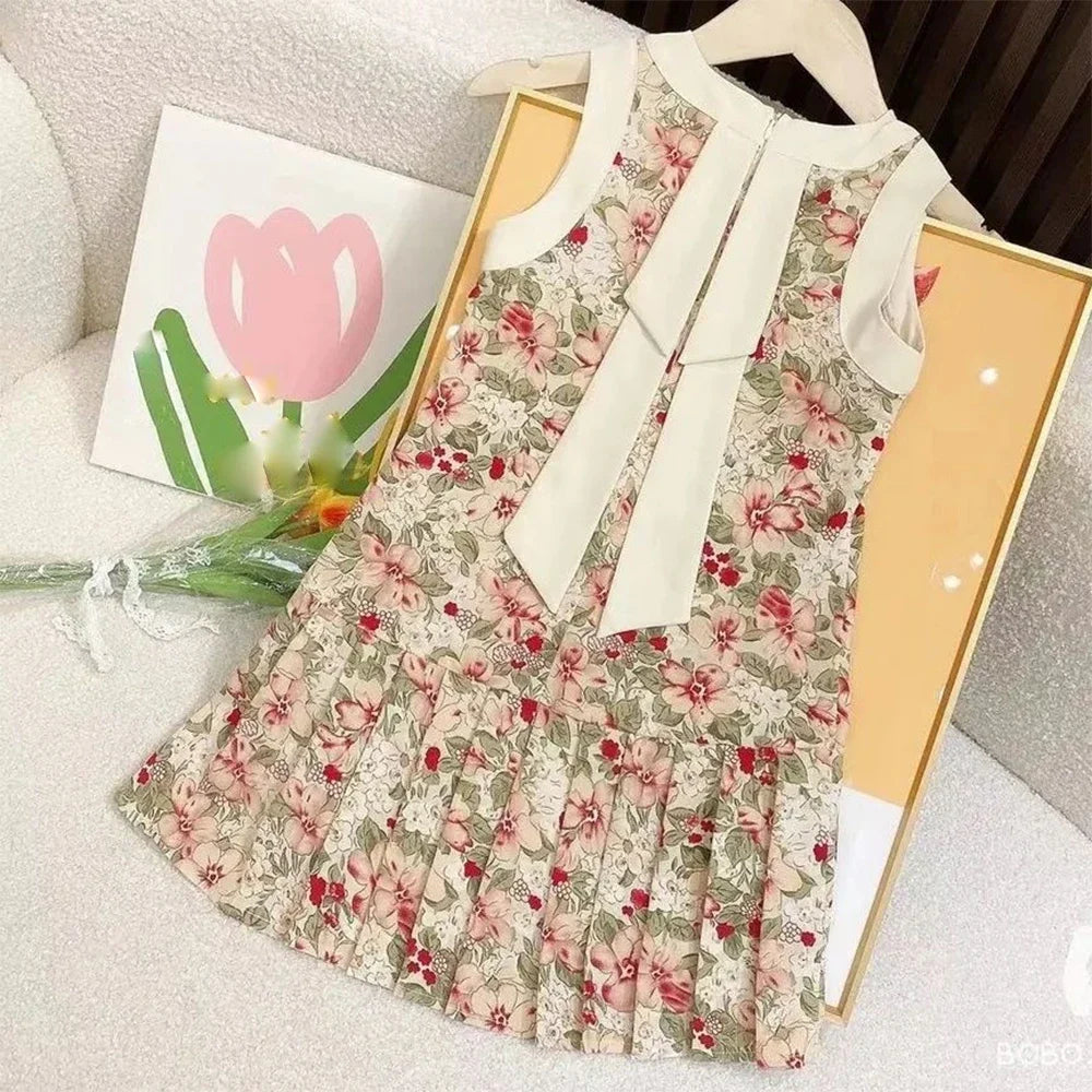 Bear Leader Rose Pink Plaid Bow Dress