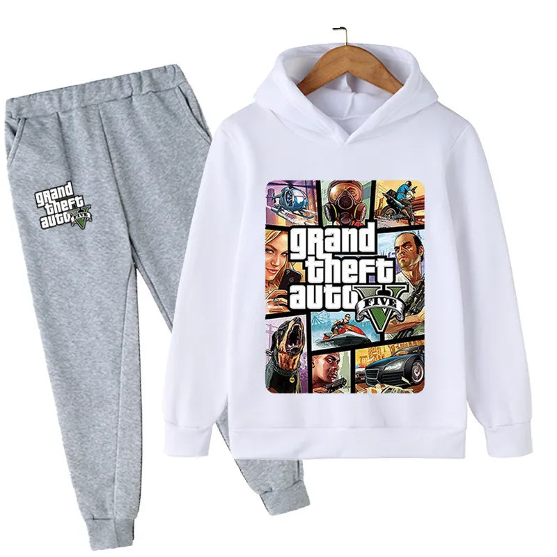 Kids Game Gta 5 2pcs Hooded Sweatshirt+Jogging Pants