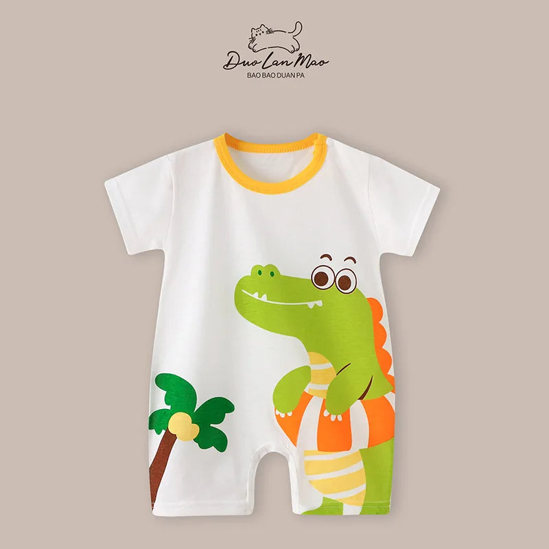 0-2 Years Baby Boys Summer Thin Cartoon Rompers