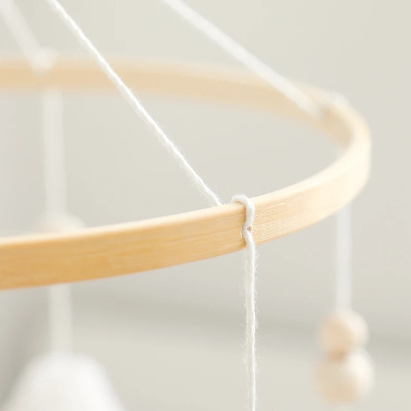 Wooden Crib Mobile Baby Bed Bell Rattle Toy