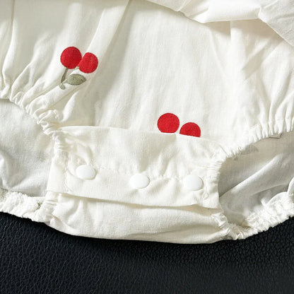 2025 Summer New 0-2Y Baby Girl Cherry Onesie Dress