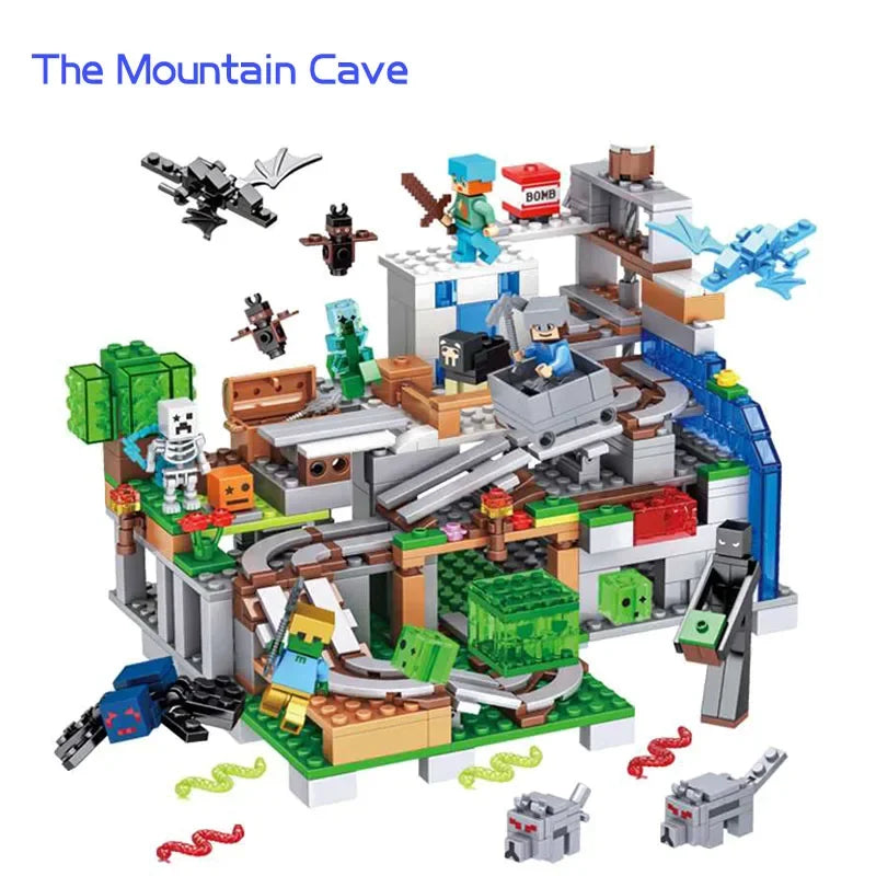 Creative Mountain cave Model Building Blocks