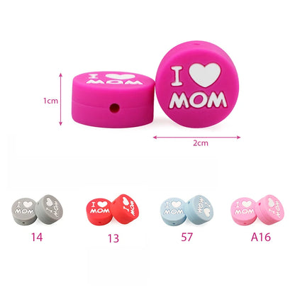I Love Mom Dad Silicone Beads
