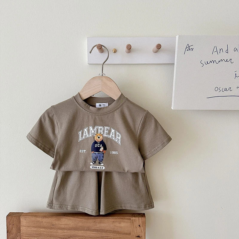 Printed Bear Cute Baby Girl And Boy T-shirt