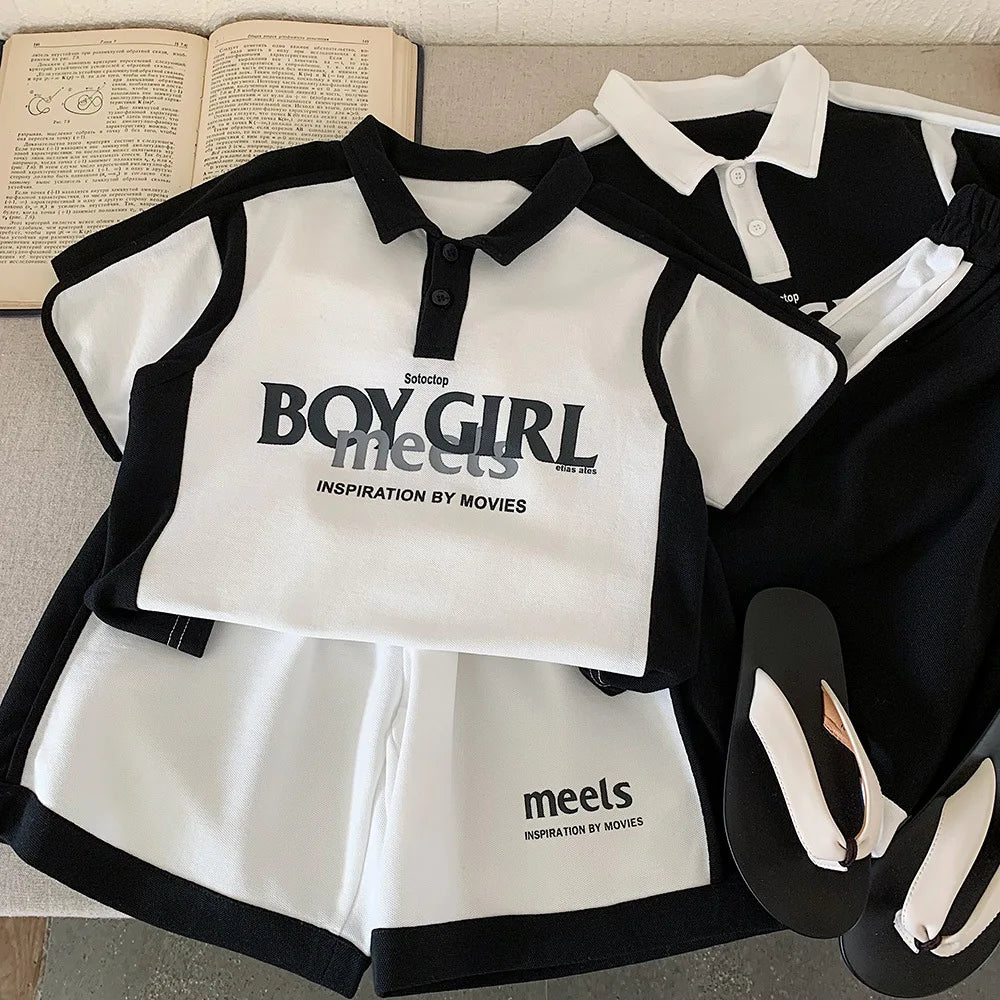 Summer Korean Kids Boys 2PCS Clothes Set