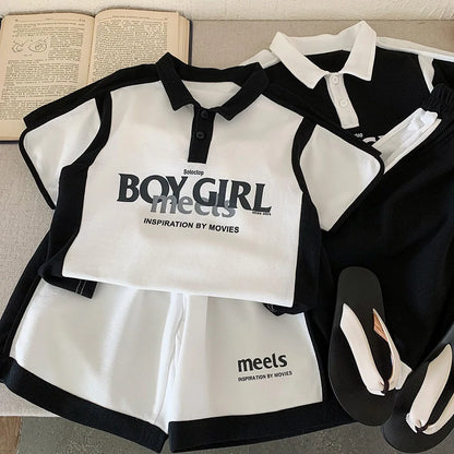 Summer Korean Kids Boys 2PCS Clothes Set