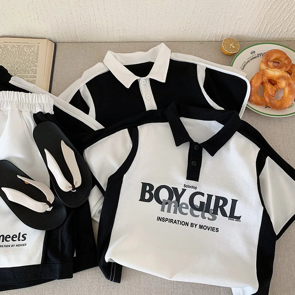 Summer Korean Kids Boys 2PCS Clothes Set