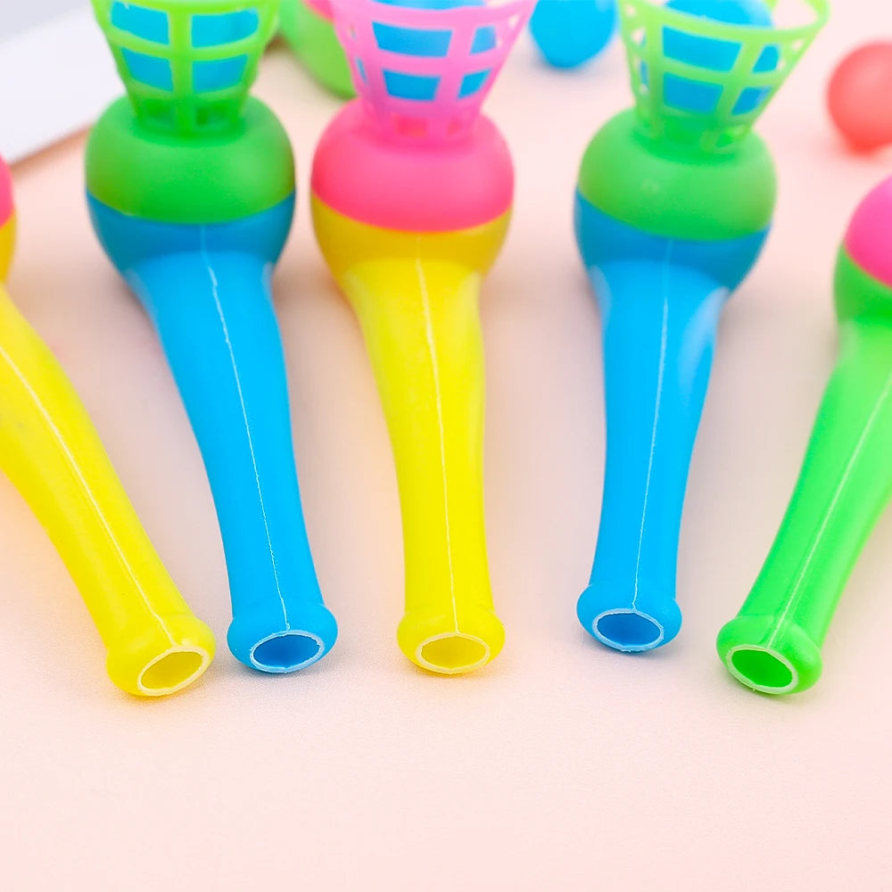 2-8pcs Colorful Plastic Tube Blow Ball