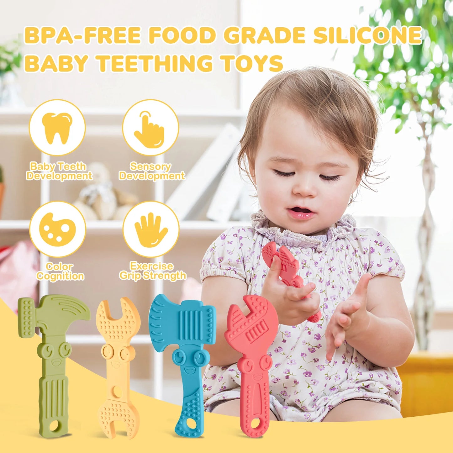 Silicone Teether Wrench Hammer Tools