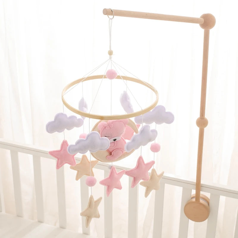 Wooden Crib Mobile Baby Bed Bell Rattle Toy