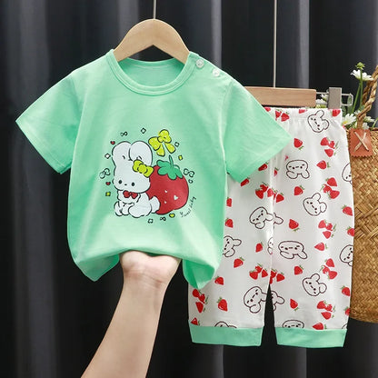 Summer Boys Girls Clothes Set T-shirt+pants