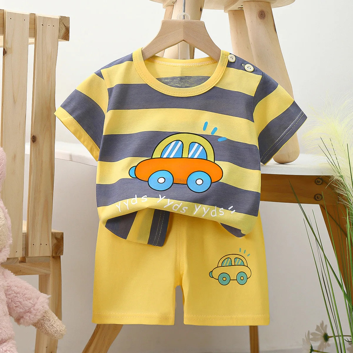 Summer Boys Girls Clothes Set T-shirt+pants