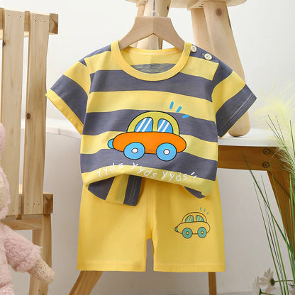 Summer Boys Girls Clothes Set T-shirt+pants