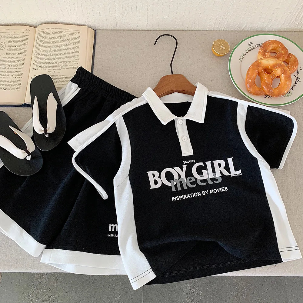 Summer Korean Kids Boys 2PCS Clothes Set