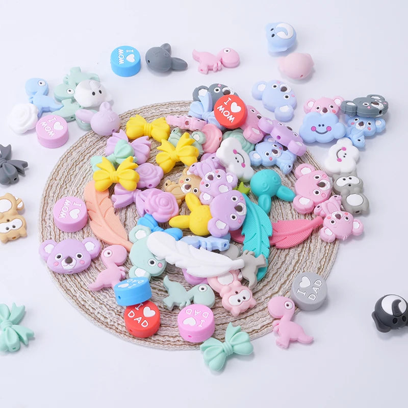 I Love Mom Dad Silicone Beads