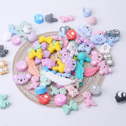 I Love Mom Dad Silicone Beads