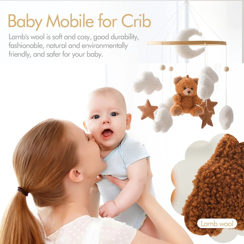 Wooden Crib Mobile Baby Bed Bell Rattle Toy
