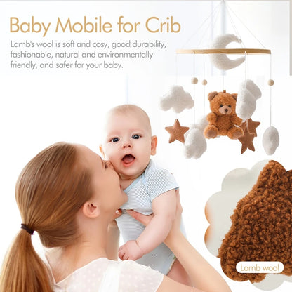 Wooden Crib Mobile Baby Bed Bell Rattle Toy