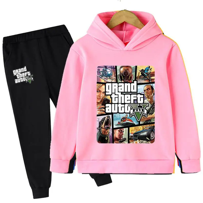 Kids Game Gta 5 2pcs Hooded Sweatshirt+Jogging Pants