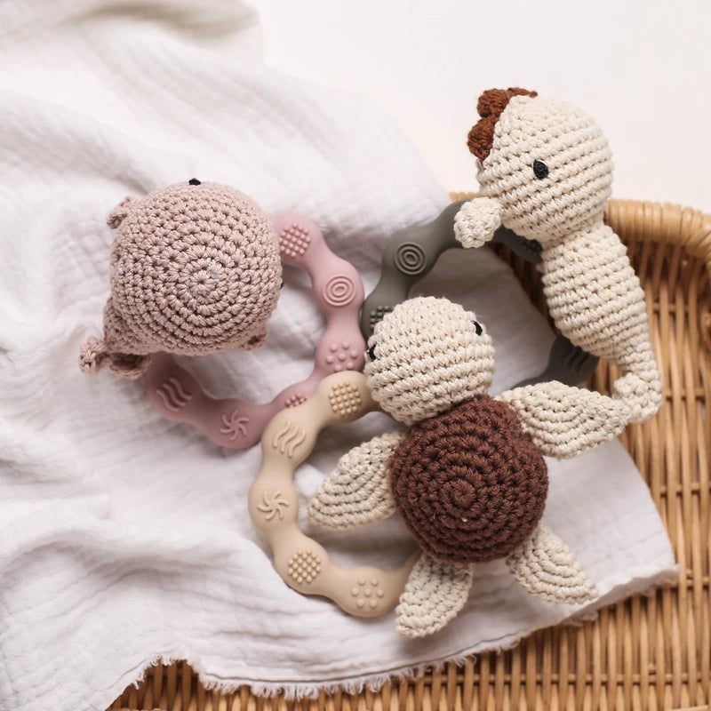 Crochet Animal Bear Rattle Toy