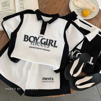 Summer Korean Kids Boys 2PCS Clothes Set